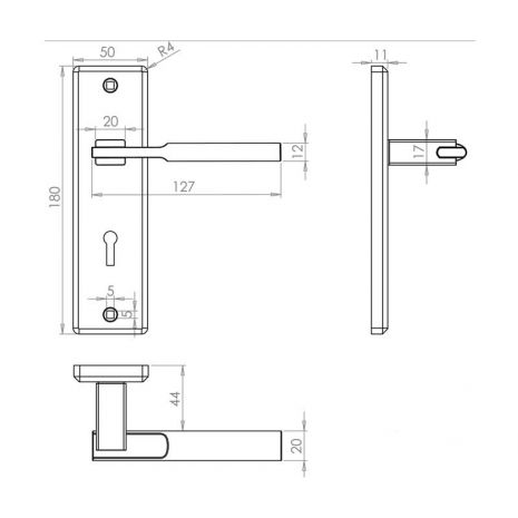 Dimensions - Euro Lockset